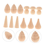 Ciieeo 12Pcs Log Unfinished Wood Figures Unfinished Wood Mushroom Christmas Tree Wood Craft unpainted Craft peg Doll Puzzle Toy Blank peg Dolls DIY Ciieeo