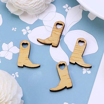 Supvox 50pcs Wooden Cowboy Boots Craft Miniature Wood Cutouts for DIY Crafts Embellishments Wedding Party Decoration - WoodArtSupply