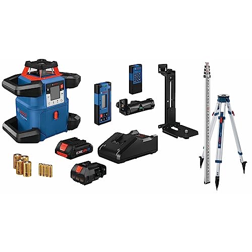 BOSCH REVOLVE4000 GRL4000-80CHVK 18V Exterior 4000ft Range Horizontal/Vertical Self-Leveling Cordless Rotary Laser Kit w/ Bluetooth Connectivity, - WoodArtSupply