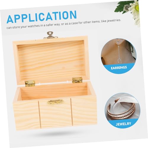 Holibanna Box plain wooden boxes Souvenir wooden wood boxes decorative lock gift box buckle jewelry boxes gift unfinished craft boxes ornaments Holibanna
