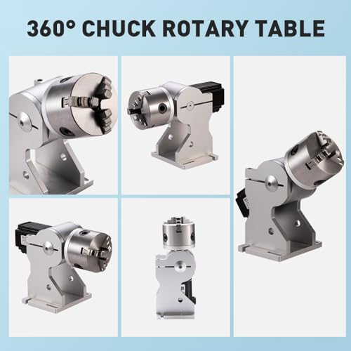 Cloudray 3-Jaw,Chuck Rotary Attachment,Axle Height 5inch Nema 23 Stepper Motor,Reducing ratio 1 for Fiber Marking Machine Engraving Machine (RA-A D80 - WoodArtSupply