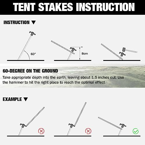 WORKPRO Tent Stakes and Hammer Set, 16oz Rubber Mallet Hammer, Wooden Handle, 10PC Heavy Duty Metal Tent Stakes and Storage Bag, DIY Woodworking, - WoodArtSupply