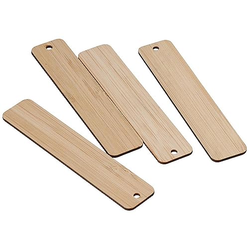 Uniquer 20Pcs 4.72Inch Blank Bamboo Bookmark Engraving Bamboo Blanks Bookmarks Unfinished Wood Hanging Tags Uniquer