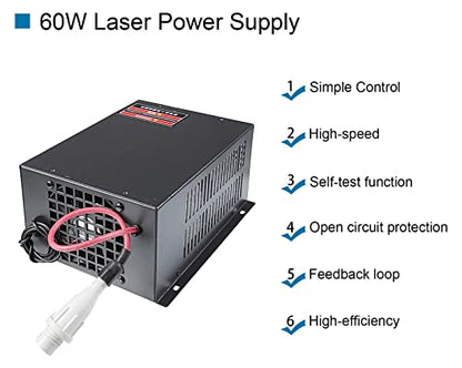 60W CO2 Laser Power Supply for 60w 70w Laser Tube Laser Engraver Cutter Power Supply MYJG-60 - WoodArtSupply