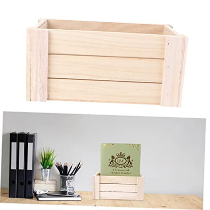 FUNOMOCYA 1pc Wooden Desktop Storage Basket Wood Desk Containers for Fruit Rustic Storage Bins Table Organizer Wood Nesting Storage Box Rustic Wood - WoodArtSupply