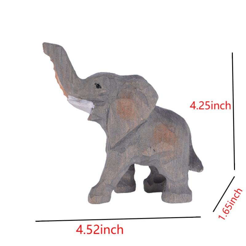 Hand Carved Elephant Ornament Hand-Painted Wooden Elephant Hand Carved Wooden Elephant Figurines Statue Gifts for Men Women Kids zhqinger