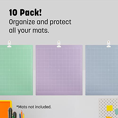 [10 pack] Impresa Mat Hangers for Cricut Cutting Mats to Organizes - Easy To Install Standard Grip Cutting Mat Hangars - Durable Impresa Holder for - WoodArtSupply