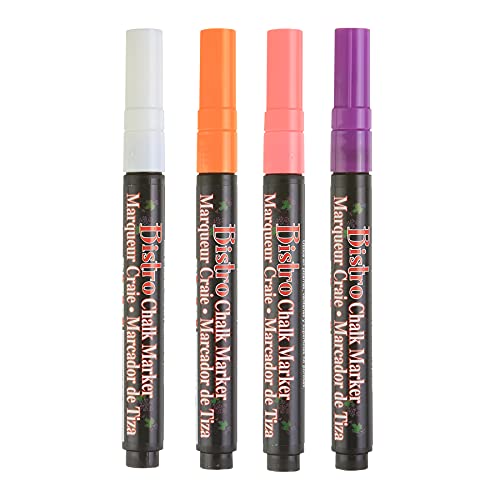 Uchida of America Uchida, 482-4H, 4 Piece, Bistro Fine Line Chalk Marker Set, Fluorescent Colors UCHIDA