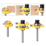 WICHEMI 1/4 Shank Tongue and Groove Router Bits+ 1/4 Shank 45° Lock Miter Router Bit, Wood Milling Cutter Woodworking Grooving Tool Kit for Router WICHEMI