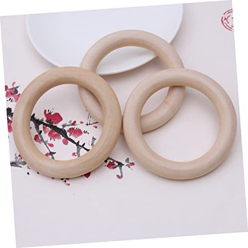 VOSAREA 20 Pcs Unfinished Wooden Rings Wood Craft Pendant Ring Unfinished Smooth Wooden Ring Wooden Rings for Macrame Wooden Circle Crib Toys Curtain VOSAREA