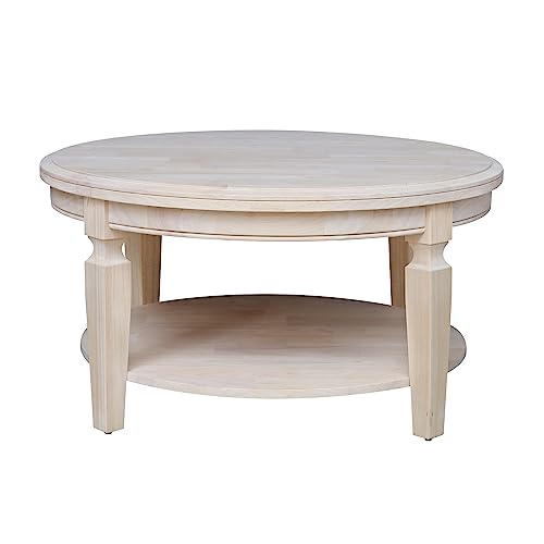 IC International Concepts Vista Round Unfinished Coffee Table - WoodArtSupply