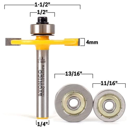 YONICO Biscuit Cutter Joint Slot Router Bit & Bearing Set 1/4-Inch Shank 14383q - WoodArtSupply