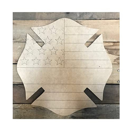 Fireman American Flag Wood Craft,Unfinished Wooden Cutout Art,DIY Wood Sign, Inspirational Farmhouse Wall Plaque,Rustic Home Decor for Bedroom Arupkeer