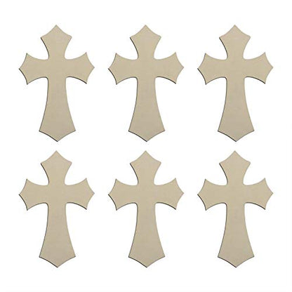 Creaides Wooden Cross DIY Crafts Cutouts Cross Shaped Unfinished Wood Slices Embellishments Ornaments for DIY Projects Halloween Christmas Party - WoodArtSupply