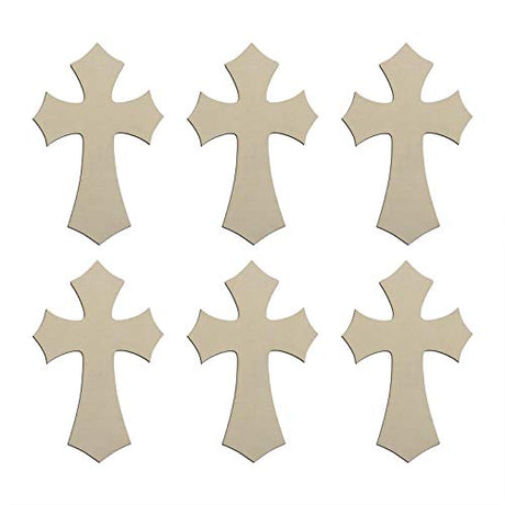 Creaides Wooden Cross DIY Crafts Cutouts Cross Shaped Unfinished Wood Slices Embellishments Ornaments for DIY Projects Halloween Christmas Party Creaides