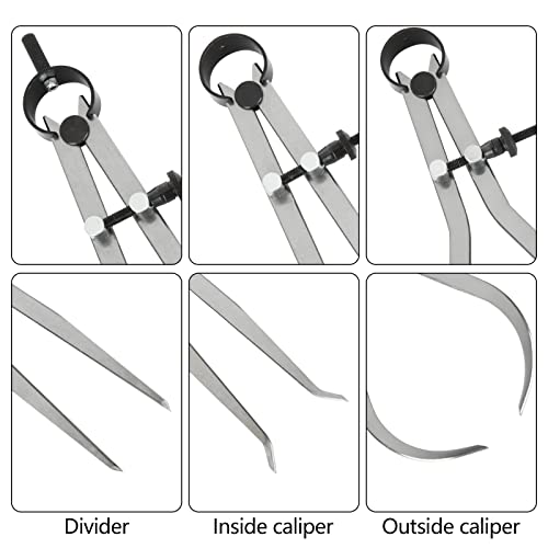 Acrux7 3pcs 8 Inch Long Spring Caliper Set, Carbon Steel Outside Divider Caliper Compass, Calipers Measuring Tool for Wood Turning Lathe Projects Acrux7