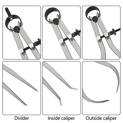 Acrux7 3pcs 8 Inch Long Spring Caliper Set, Carbon Steel Outside Divider Caliper Compass, Calipers Measuring Tool for Wood Turning Lathe Projects - WoodArtSupply