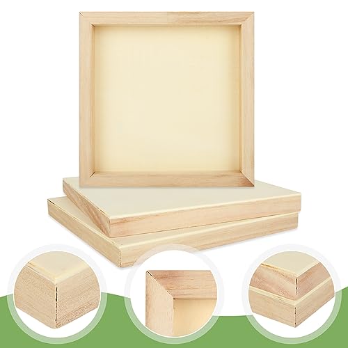 SHUESS 10 Pack 8'' x 8'' Wood Panel Boards, Unfinished Wooden Canvas Panels, Cradled Wood Panels for Painting, Drawing and DIY Crafts Projects, SHUESS