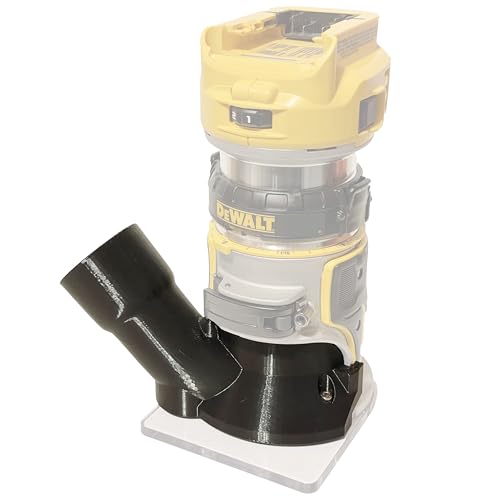 Trim Router Hose Adapter, Compatible with DeWalt DCW600 and DWP611 to Festool 27mm and 36mm Hose, Black WoodArtSupply