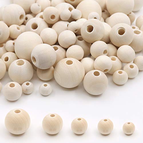 Coideal Round Wood Beads Bulk with Hole 500 Pcs Natural Unfinished Wooden Decorative Ball Beads Loose Spacer for DIY Crafts Garland, Jewelry Making - WoodArtSupply