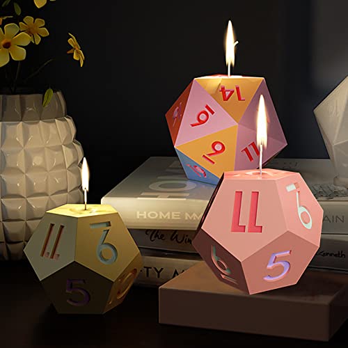 Large Dice Resin Molds, 2 Styles Silicone Dice Mold for Epoxy Resin Casting, Triangle Hexagonal D20 D12 Dice Game Mold with Number, Silicone Resin Wehous