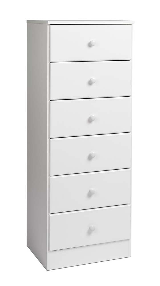 Prepac Astrid Tall White Dresser: 16"D x 20"W x 52"H, 6-Drawer Chest for Bedroom by Prepac - Perfect Chest of Drawers for Ample Storage - WoodArtSupply