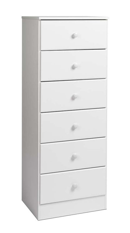 Prepac Astrid Tall White Dresser: 16"D x 20"W x 52"H, 6-Drawer Chest for Bedroom by Prepac - Perfect Chest of Drawers for Ample Storage - WoodArtSupply