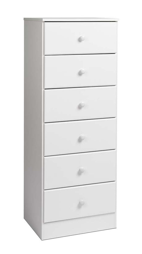 Prepac Astrid Tall White Dresser: 16"D x 20"W x 52"H, 6-Drawer Chest for Bedroom by Prepac - Perfect Chest of Drawers for Ample Storage Prepac