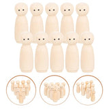 Tofficu 10pcs Wooden Peg Dolls Unfinished Wooden People Unpainted Puppet Blank Natural Wood Doll Marionette Bodies Miniature Family Figures for DIY Tofficu