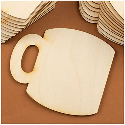 Pack of 24 Unfinished Wood Coffee Cup Cutouts by Factory Direct Craft - Made in USA Blank Wooden Coffee Mug Shapes for Coffee and Tea Lover DIY - WoodArtSupply