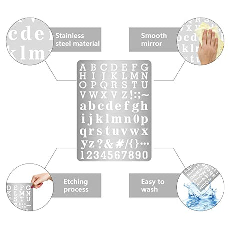 GORGECRAFT Metal Letter Stencil Stainless Steel Lettering Alphabet Symbol Painting Template Journal Tool for Painting, Wood Burning, Pyrography and GORGECRAFT