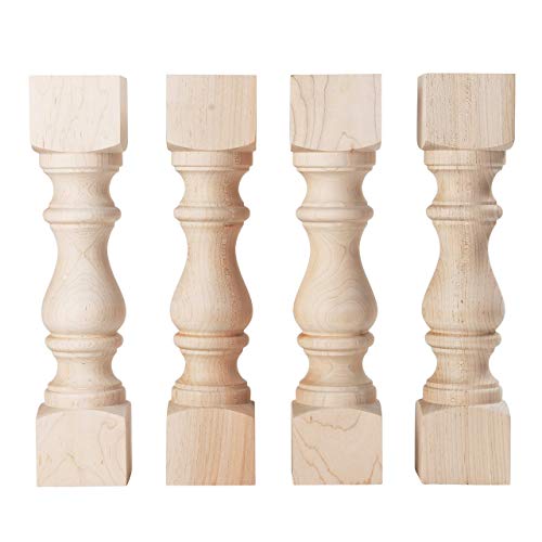 CAROLINA LEG CO. Maple Monastery Bench Legs - Replacement Coffee Table Legs - Unfinished - Set of 4 - Made in NC - Dimensions: 3.5" x 16" CAROLINA LEG CO.