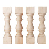 CAROLINA LEG CO. Maple Monastery Bench Legs - Replacement Coffee Table Legs - Unfinished - Set of 4 - Made in NC - Dimensions: 3.5" x 16" CAROLINA LEG CO.