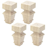 T Tulead Wooden Furniture Feet Unfinished Dresser Legs Sofa Replacement Bun Feet 3.94-Inch Height, Smooth Surface Wood Cabinet Legs 4-Pack T Tulead