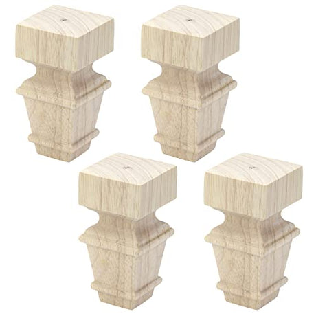 T Tulead Wooden Furniture Feet Unfinished Dresser Legs Sofa Replacement Bun Feet 3.94-Inch Height, Smooth Surface Wood Cabinet Legs 4-Pack T Tulead