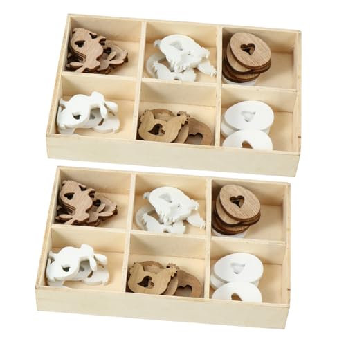 FUNOMOCYA 2 Sets 50pcs Easter Ornaments Easter Wooden Cutout Craft Wood Shapes Easter Bunny Cutouts Unfinished Wood Easter Party Supplies DIY Rabbit FUNOMOCYA