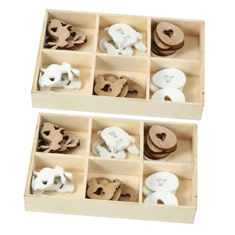 FUNOMOCYA 2 Sets 50pcs Easter Ornaments Easter Wooden Cutout Craft Wood Shapes Easter Bunny Cutouts Unfinished Wood Easter Party Supplies DIY Rabbit FUNOMOCYA