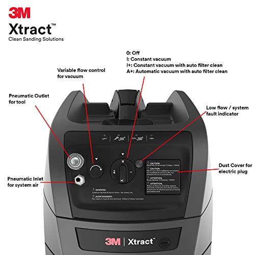 3M Xtract Portable Dust Extractor, 64256, 9 Gallon/35 Liter, Industrial Vacuum with Automatic Filter Clean Without Flow Stoppage, HEPA Filter, - WoodArtSupply