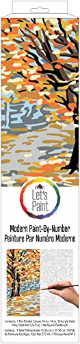 Plaid Fall Landscape Modern Kit, 14" x 14" Paint by Numbers for Adults and Kids, Easy-to-Follow DIY Crafts, Art Supplies with A Textured Finish, Plaid