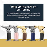 Dual Flame Butane Torch Gun - Refillable Luxury Hand Held Mini Blow Torch for Cooking, Creme Brulee, Soldering, Welding, & Resin Art - Adjustable inZaynity