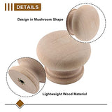 Zorfeter 20 Pcs Wood Unfinished Drawer Knobs Mushroom Shape Furniture Cabinet Knobs Pulls Handles (Diameter: 28mm, Height: 21mm) Zorfeter