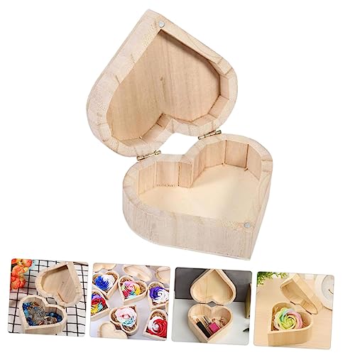 NOLITOY 5pcs Vintage Cases Unfinished Treasure Chest Heart Jewelry Case Ring Case Jewelry Organizer Tray Engagement Ring Heart Case Ring Chest NOLITOY