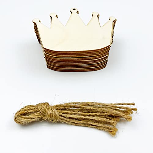 20pcs Unfinished Crown Wood Cut Out Crown Wood DIY Crafts Cutouts Blank Wooden Crown Shaped Hanging Ornaments JEKEJIAJIU