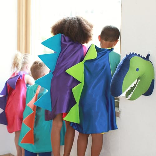 QIAONIUNIU Dinosaur Dragon Cape and Gauntlets Halloween Costume Boy Girl Toddler Dress Up Clothes 2-6 Years Old Color Light Blue QIAONIUNIU