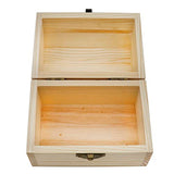 Hsiwto Plain Unfinished Wood Box, Unpainted Wooden Jewelry Box DIY Craft Storage Treasure Chest Toy Case Hsiwto