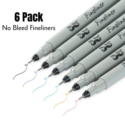 Mr. Pen- Fineliner Pens, 0.2 mm, 6 Pack, Ultra Fine, No Bleed for Bible, Assorted Colors, Art Pens, Fine Point for Drawing, Sketching, Liner