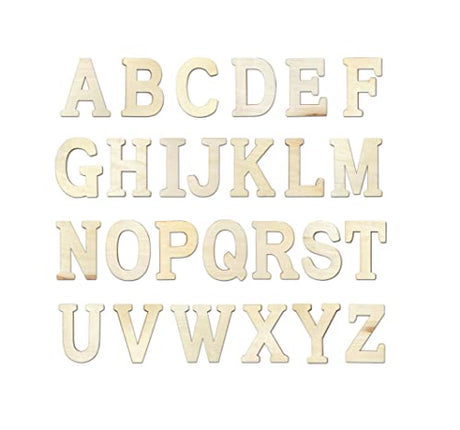 4 Inch 94 Pieces Wooden Letters Unfinished Wood Alphabet Letters for Crafts with Extras,Wall Decor Cregugua