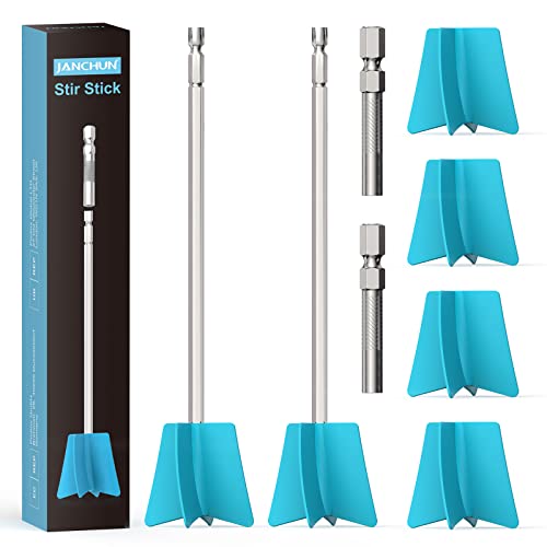 JANCHUN 6 Reusable Long Resin Mixer Paddles Fit for All Drill, Epoxy Mixer Attachment for Powerful Mixing, Multipurpose Paint Mixer Paint Stirrers JANCHUN