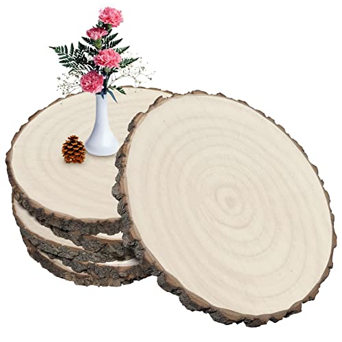 Wood Slices 6 Pcs Wood Rounds 10"-12 Inch Large Wood Slices for Centerpieces/Table/Décor/Wedding/Party/Crafts/Art/DIY Projects - WoodArtSupply