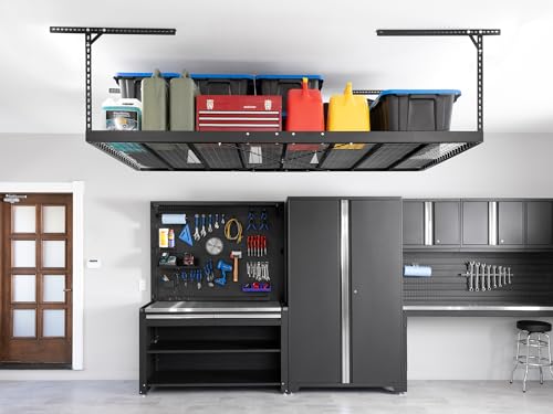 NewAge Products 4 ft. x 8 ft. VersaRac Pro Adjustable Overhead Garage Storage Rack, Heavy Duty Steel Garage Storage Organization, Ceiling Storage NewAge Products Inc.